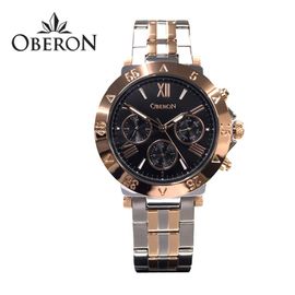 [OBERON] OB-913 CBBK  _ Fashion Business Men's Watches with Stainless Steel, Waterproof, Chronograph Quartz Watch for Men, Auto Date